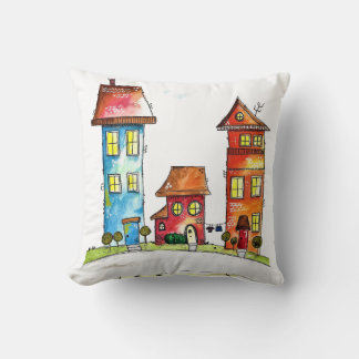 Coussin Trois Mignonnes Maisons Whimsques
