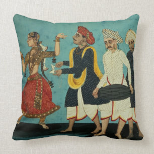 Coussin Trois musiciens et une fille de danse, Tanjore,