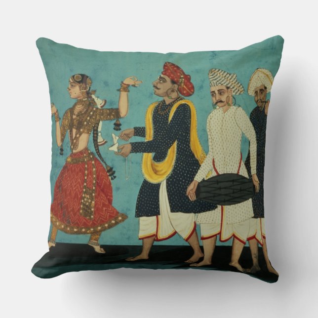 Coussin Trois musiciens et une fille de danse, Tanjore, (Recto)