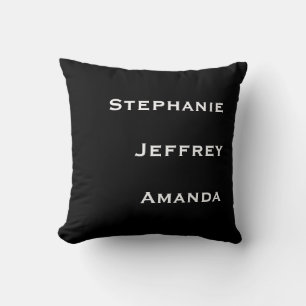 Coussin Trois noms Carré noir et blanc