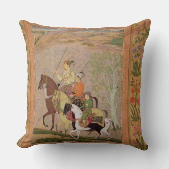 Coussin Trois princes Going Hunting, c.1635 (gouache sur (Recto)