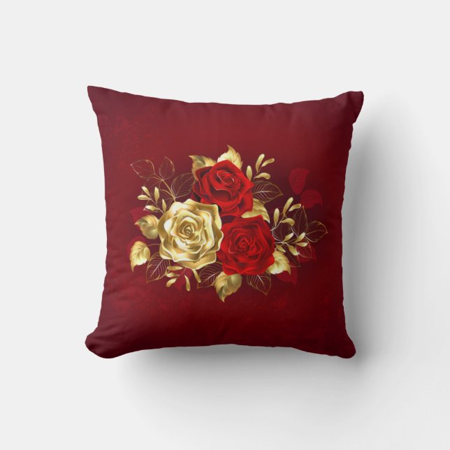 Coussin Trois roses en bijoux (Recto)