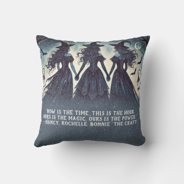 Coussin Trois Sorcières à la Fête d'Halloween étoilé de Nu (Verso)