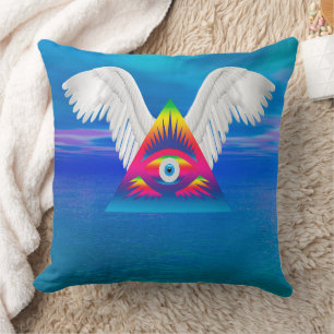 Coussin Troisième oeil avec ailes Jetez l'oreiller