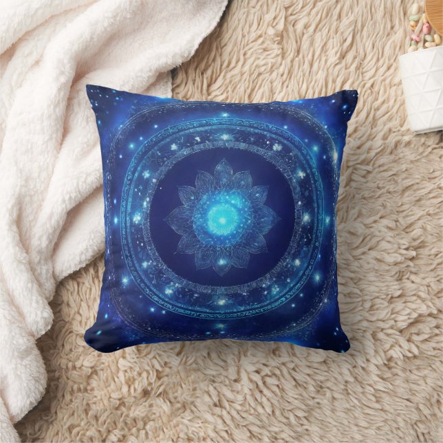 Coussin Troisième Œil Chakra Mandala Bleu (Couverture)