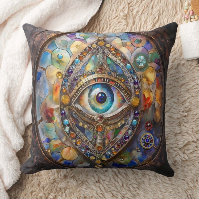 Coussin Troisième œil sur verre et bronze (Couverture)