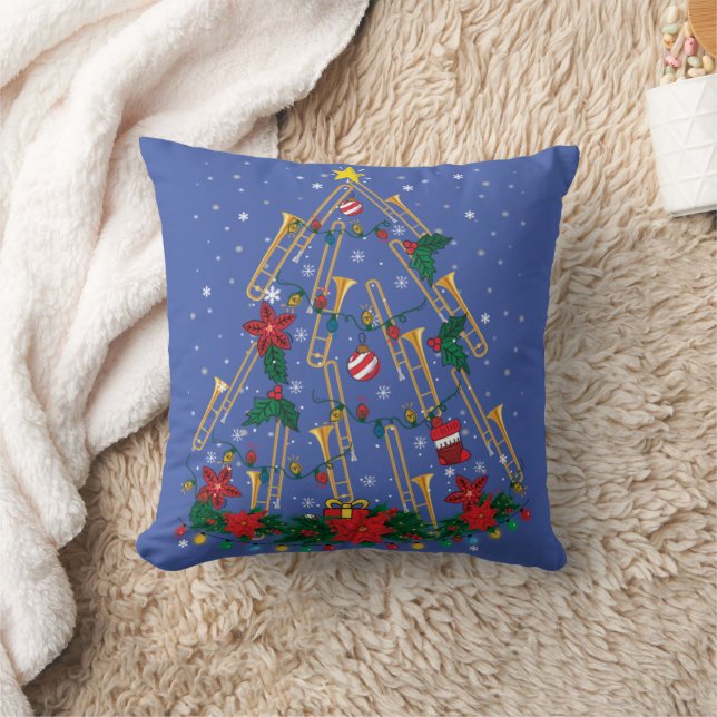 Coussin Trombone Arbre de Noël Ornements Funny Music Band (Couverture)