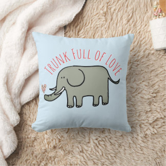 Coussin Trompe Pleine d'Amour Éléphant Mignon Gribouillis