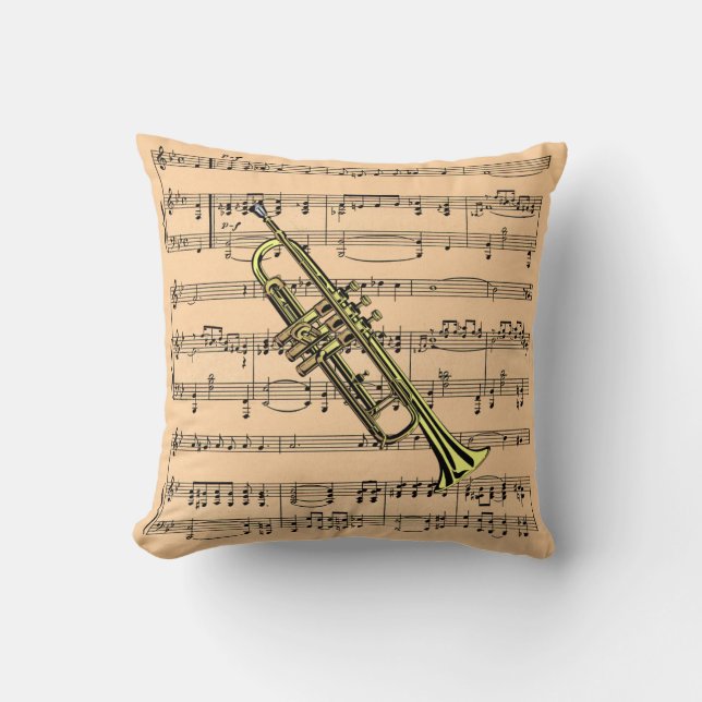 Coussin Trompette avec l'arrière - plan de musique de (Recto)