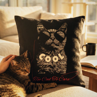 Coussin Trop Cool Pour S'occuper Chat Typographie