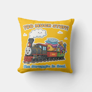 Coussin "Trop de trucs !" Train à moteur à vapeur fantaisi