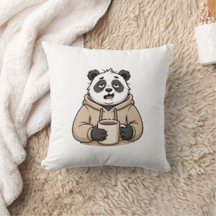 Coussin Trop fatigué pour fonctionner Panda Café Dessin an