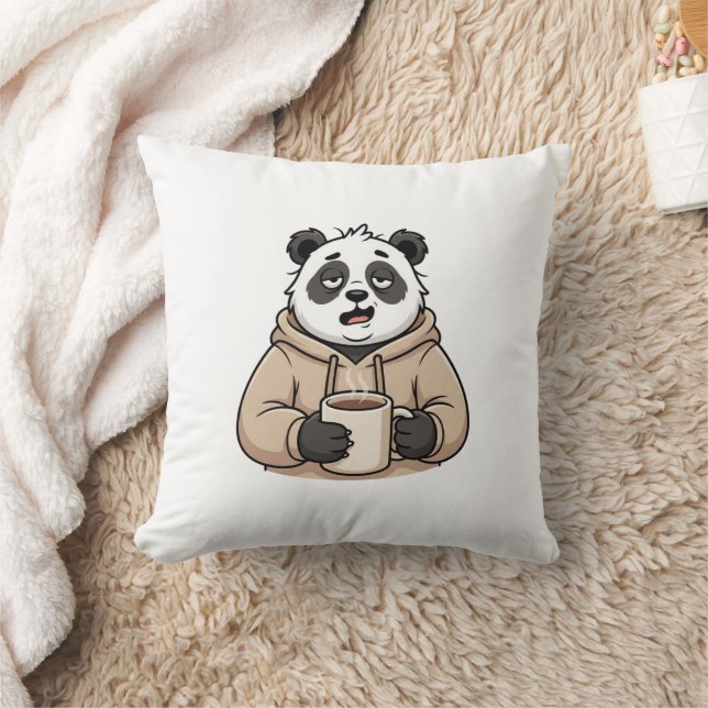 Coussin Trop fatigué pour fonctionner Panda Café Dessin an (Couverture)