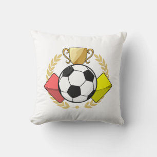 Coussin Trophée de football rouge et jaune