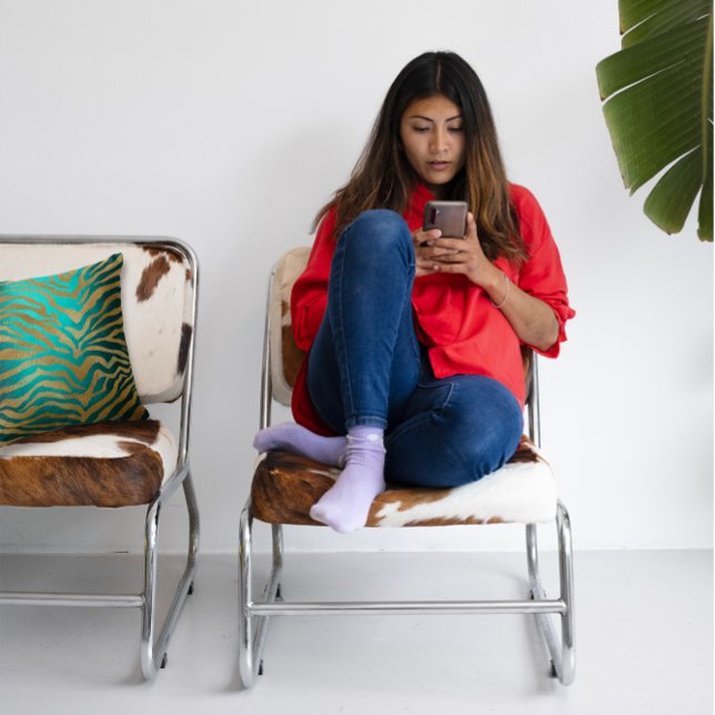 Coussin Tropical Africain Turquoise Gold Glam Zebra Animal (Tropical African Teal Gold Glam Zebra Animal Skin Throw Pillow)