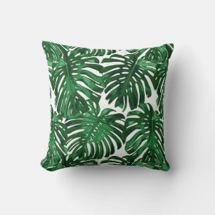 Coussin Tropical Beach Green Monstera Palm Jungle Feuilles