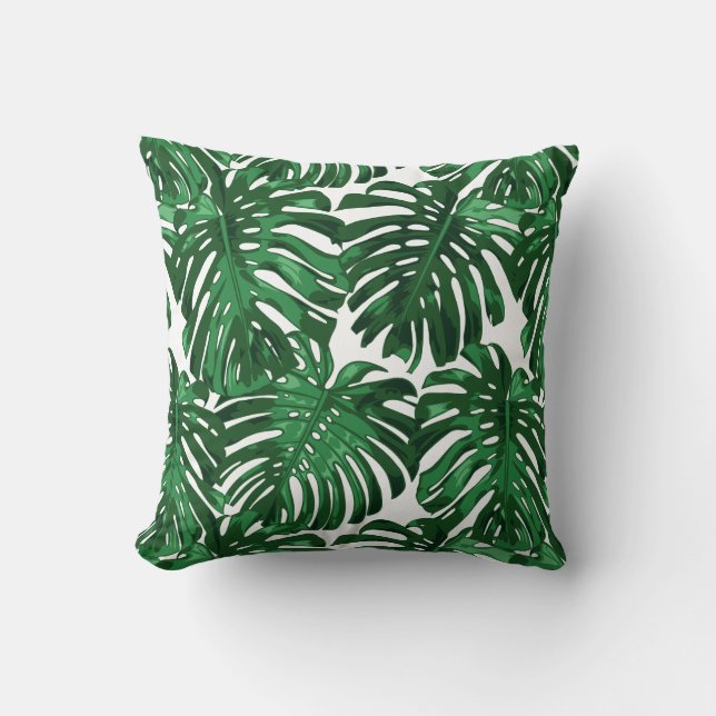 Coussin Tropical Beach Green Palm Jungle Feuilles (Recto)