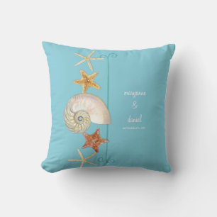 Coussin Tropical Beach Shells Starfish Nautilus Été