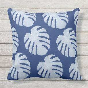 Coussin tropical bleu-foncé