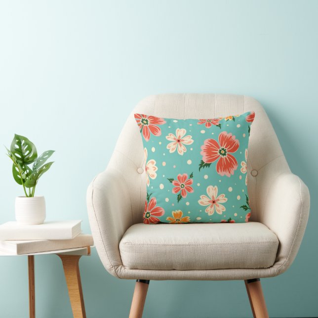 Coussin Tropical Blue Floral (Chaise)