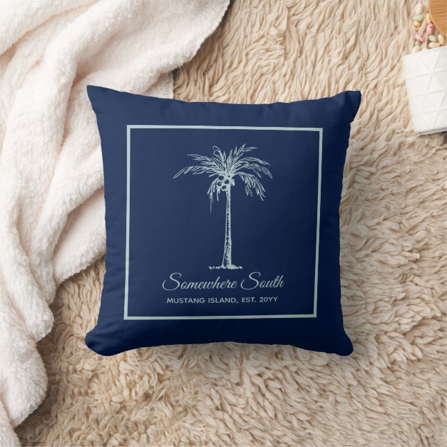 Coussin Tropical Blue Pale Turquoise Palm Tree Personnalis (Couverture)