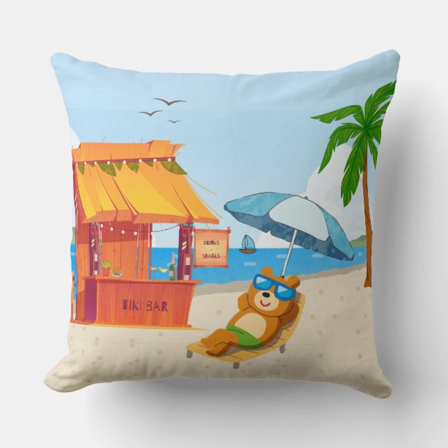 Coussin Tropical Chill Zone – Beach Vibes (Recto)