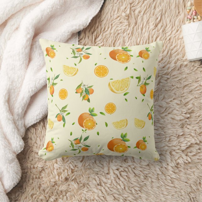 Coussin Tropical Citrus SUMMER Orange lemon Slice (Couverture)