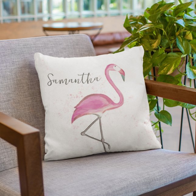 Coussin Tropical Cute Flamant rose rose personnalisé (Créateur téléchargé)