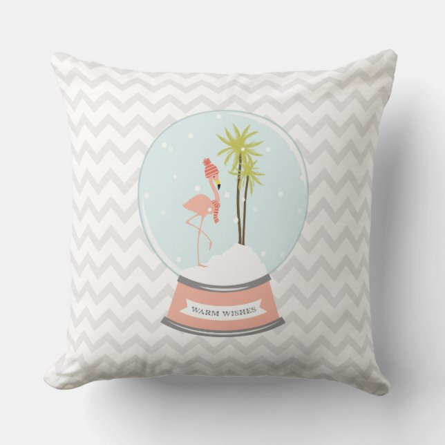 Coussin tropical de globe de neige de Flamant rose (Recto)