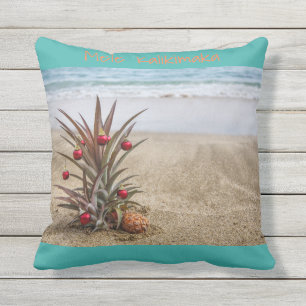 Coussin tropical de Noël d'ananas de plage