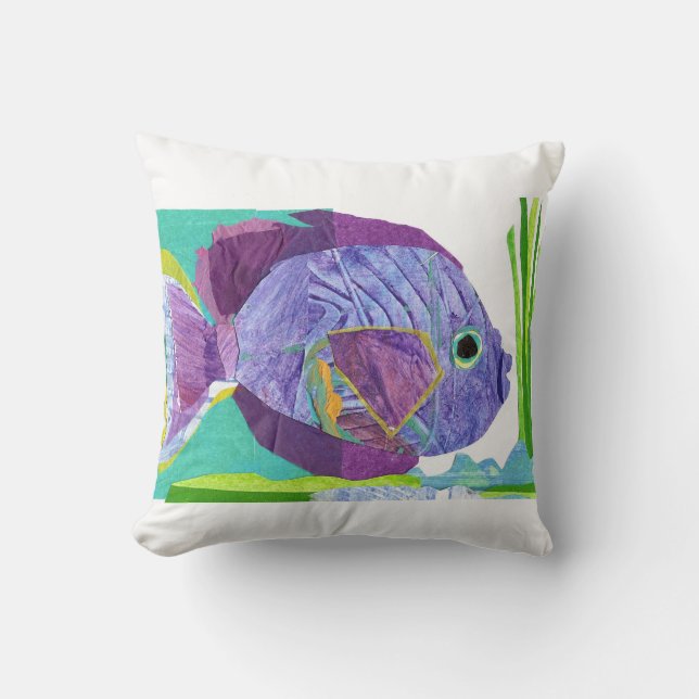 Coussin tropical de poissons - mauve-clair (Recto)