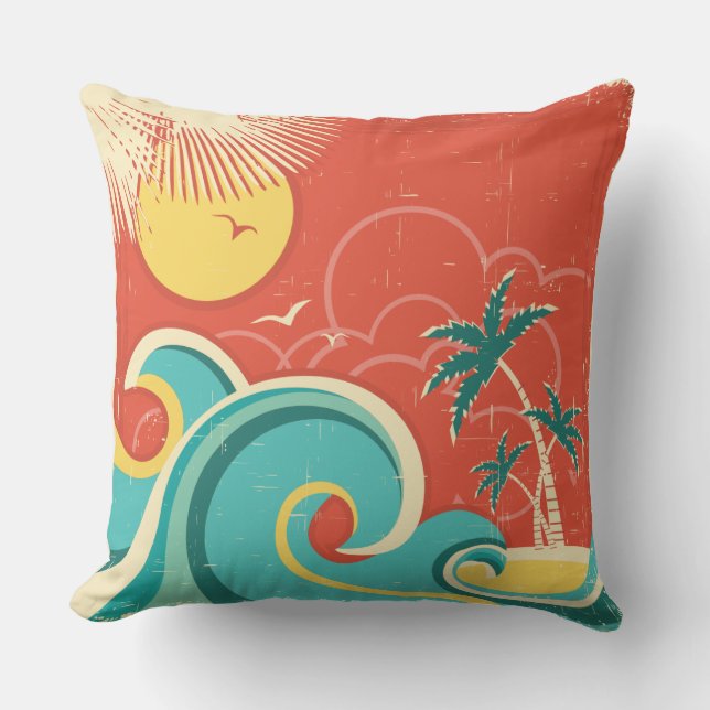 Coussin tropical de vague de surf (Recto)