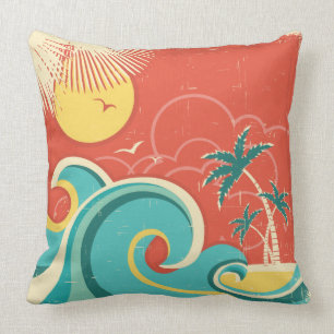 Coussin tropical de vague de surf