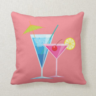 Coussin tropical d'été de cocktails sur le corail