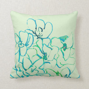 Coussin tropical d'orchidée d'île - vert bleu