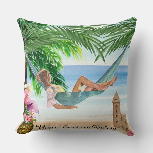 Coussin *~* Tropical Exotic Beach Femme Hammock AR29  (Recto)