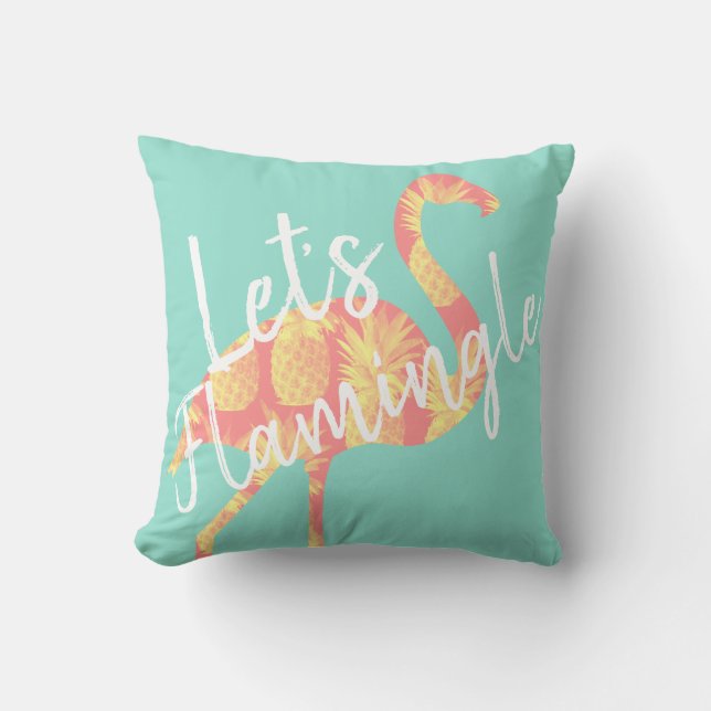 Coussin Tropical Flamingle Flamant rose & Ananas (Recto)