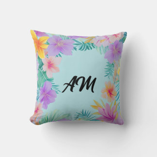 Coussin Tropical Floral Border Summer Aesthetic 