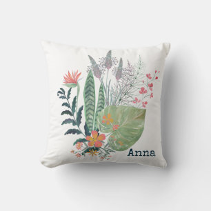 Coussin tropical floral botanique personnalisé