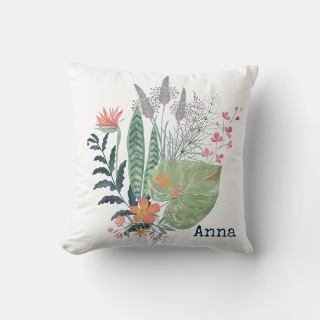 Coussin tropical floral botanique personnalisé (Recto)