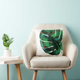 Coussin Tropical Green Island Feuilles Jeu d'oreiller