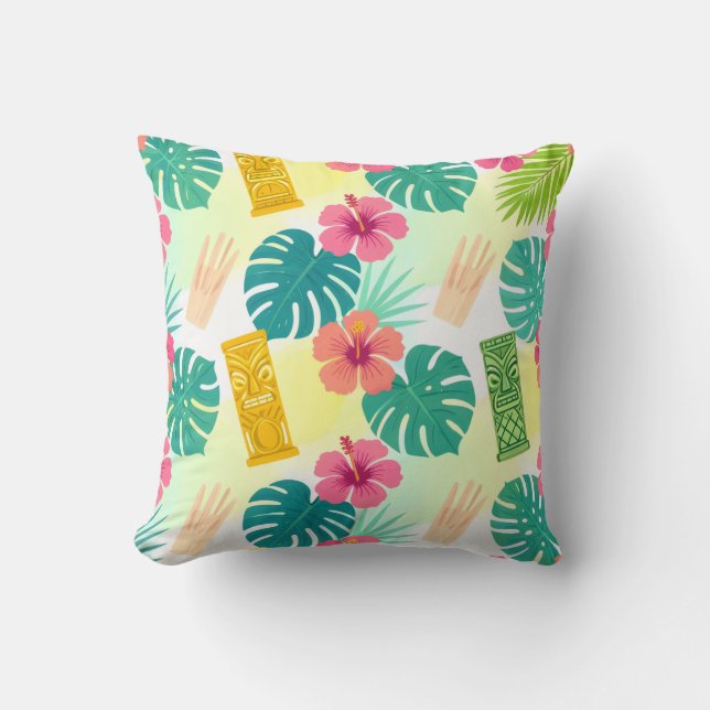 Coussin Tropical Hawaiian Tiki Pattern for Parties Wedding (Recto)