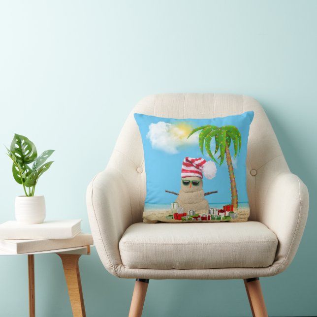 Coussin Tropical Joyeuses Fêtes de l'Homme de Sable (Chaise)