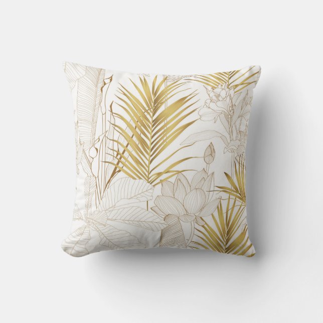 Coussin Tropical ligne florale exotique feuilles de palmie (Recto)