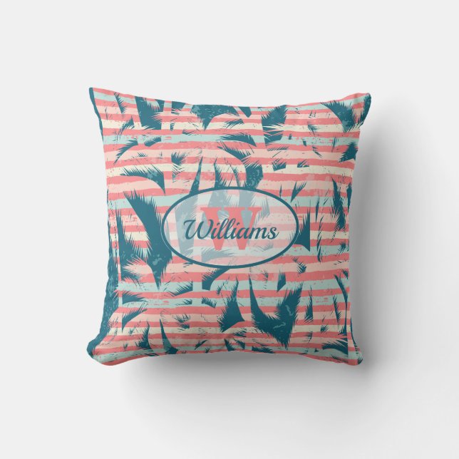 Coussin Tropical Palm Trees Stripes (Recto)