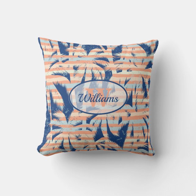 Coussin Tropical Palm Trees Stripes (Recto)