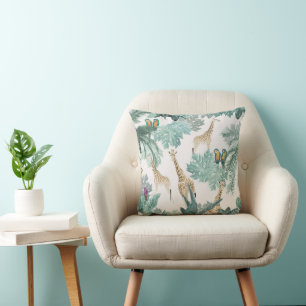 Coussin Tropical Safari Adventure 1 #art #tropical