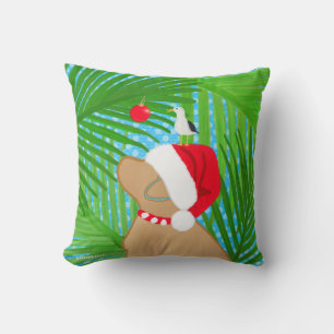 Coussin Tropical Santa Mouette Dorée Noël