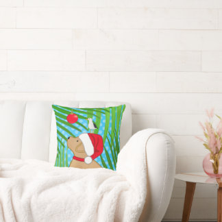 Coussin Tropical Santa Mouette Dorée Noël