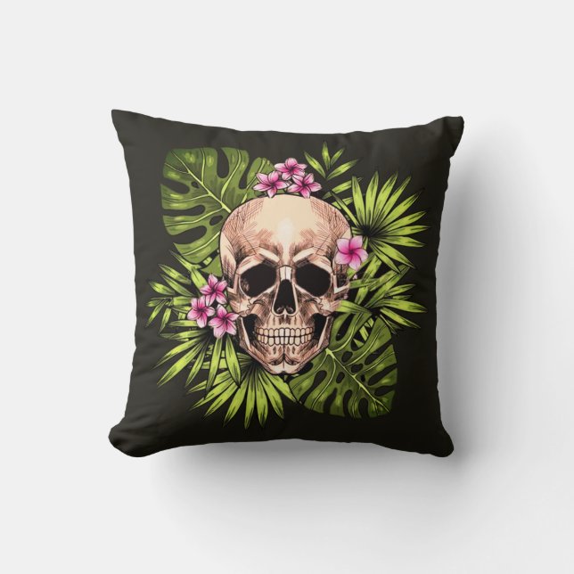 Coussin Tropical Skeleton Throw Pillow (Recto)